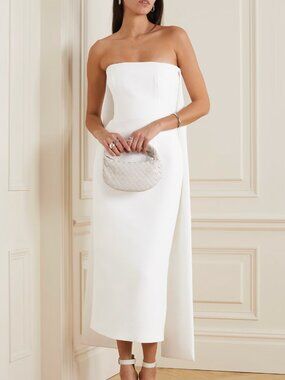NWT Emilia Wickstead Xanthe Dress UK 12 | Strapless-Cape Cloqué Bridal White
